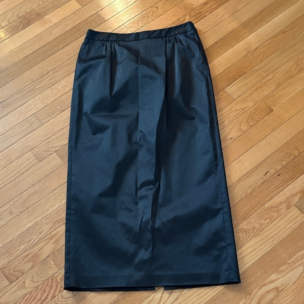 Talbots Classic Satin Long Black Pencil Skirt